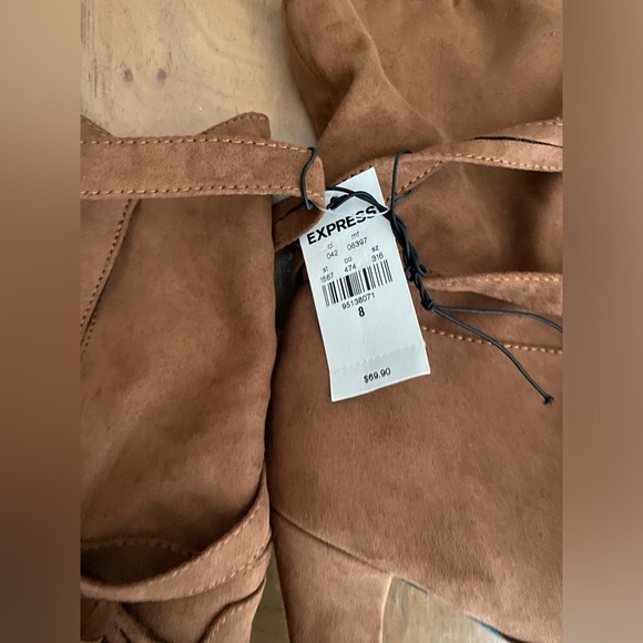 NWT EXPRESS brown mid-calf heel boots size 8 - Picture 7 of 12